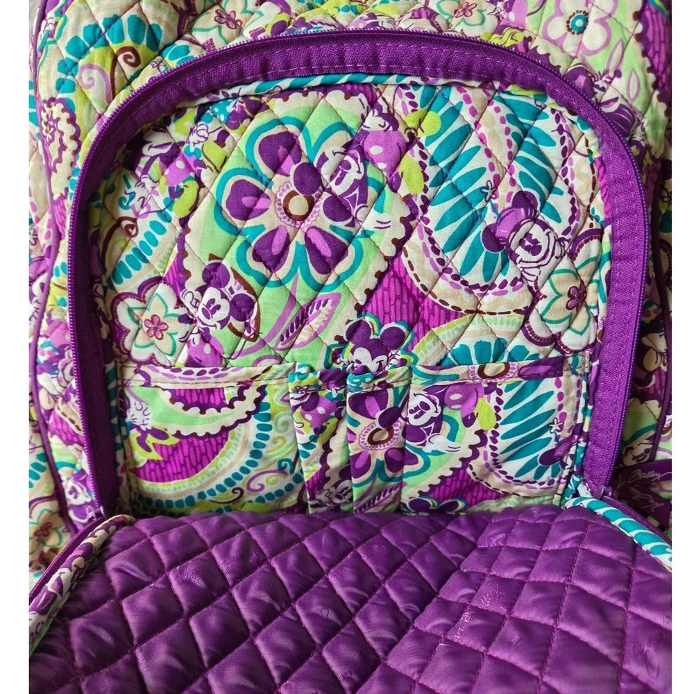 Vera Bradley Disney Parks Mickey Paisley Celebration Quilted Backpack Purple